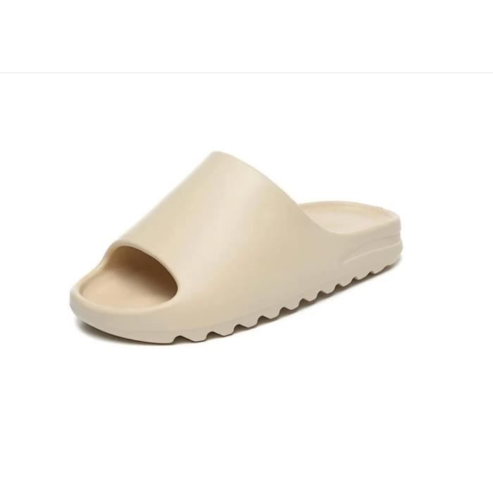 Claquette Antidérapant Mixte Chaussures de Piscine Plage Adultes  Semelle Ondulée Beige