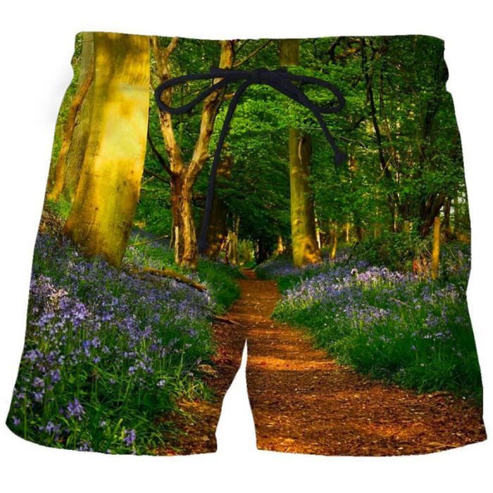 Short De Bain Homme Imprimé Floral 3D Séchage Rapide Respirant Maillot De Bain Homme Grande