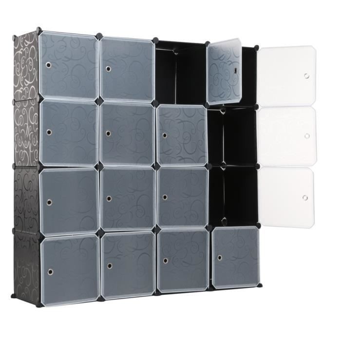 16 Cubes Armoires Étagères Plastique Meuble Rangement Chambre pour