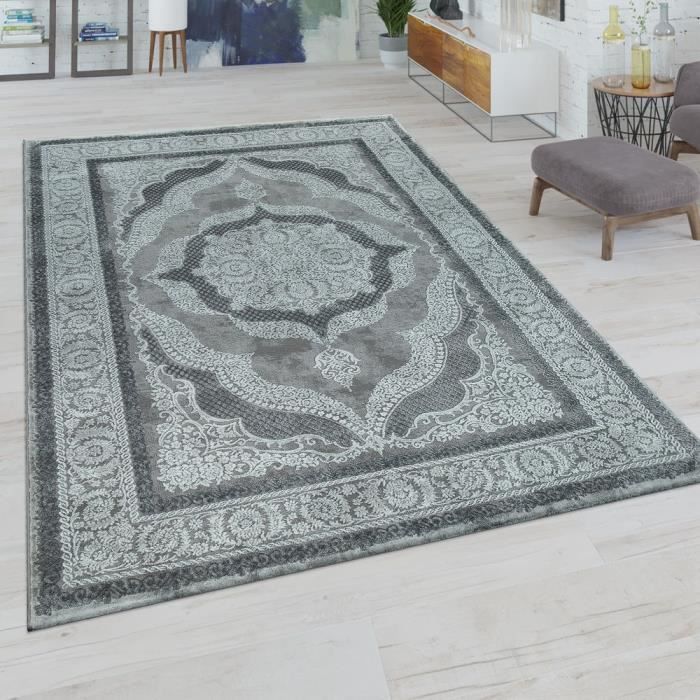 Tapis Salon Poils Longs Gris 200x300 Cm - Lavable En Machine, Antidérapant, Doux Et Confortable Pour Chambre