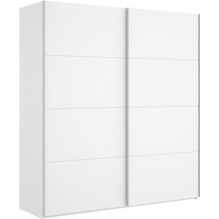 Armoire à portes coulissantes coloris blanc brillant - Longueur 180 x Profondeur 65 x Hauteur 204 cm