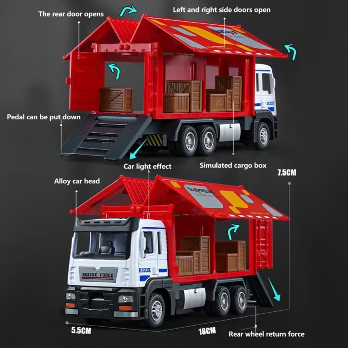 Semi-remorque RC Semi- Avec Remorque 1/32 - Camion à Plat Télécommandé - Sons Et Lumières - Jouet Pour Enfants Camion RC