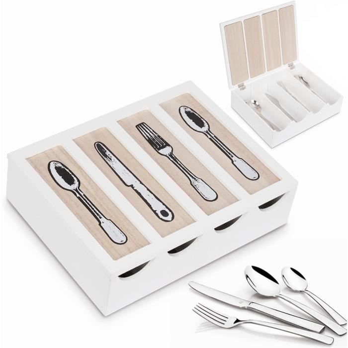 VERONLY Range Couverts Tiroir Avec Couvercle - Organisateur Réglable Gris Pour Cuisine