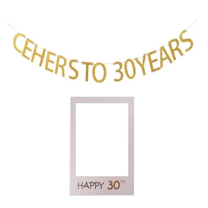 Happy 30th Cadre A Selfie Photo Cheers To 30 Years Guirlande Paillette Deco Anniversaire 30 Ans Cdiscount Maison