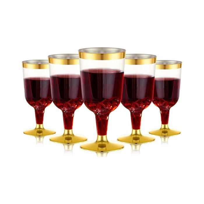 Verres à Vin en Plastique, Verres de DéGustation de Vin DoréS, Tasses à Vin RéUtilisables pour Champagne, BièRe, Cocktail, Martini