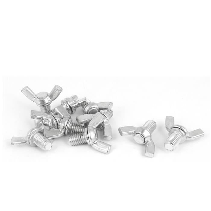 Sourcingmap M8x12mm Pas 0,8mm Acier INOX 304 vis /à vis Aile Papillon 5pcs