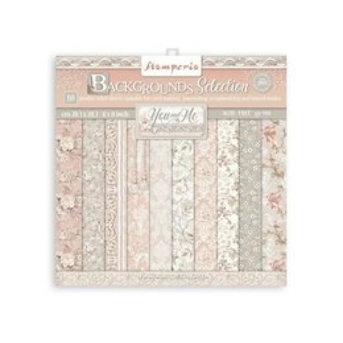 10 Feuilles Scrapbooking Stamperia Roseland - 20.3x20.3cm - Papier Déco Pour Projets Créatifs