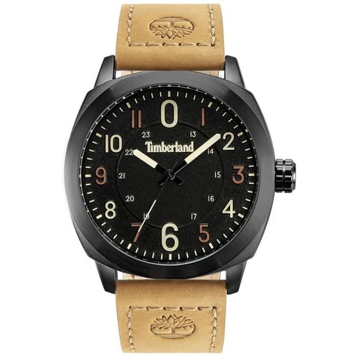 Montre Quartz Homme - Timberland Cillicothe-Z TDWGA9001901 - Acier inoxydable - Noir - Cuir Marron