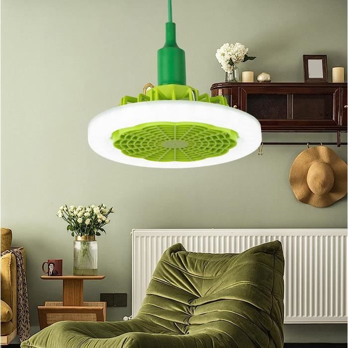 Ventilateur Plafond LED Avec Télécommande - Lumière Integrée Pour Chambre | Design Moderne Blanc/Gris/Jaune