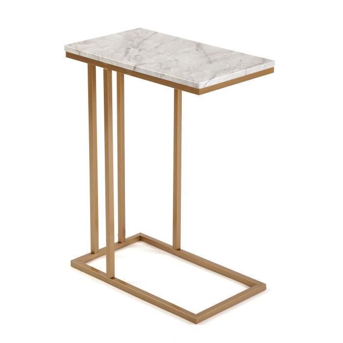 table d'appoint padua - versa - bois et métal - marbre et or - 61 x 26 x 46 cm