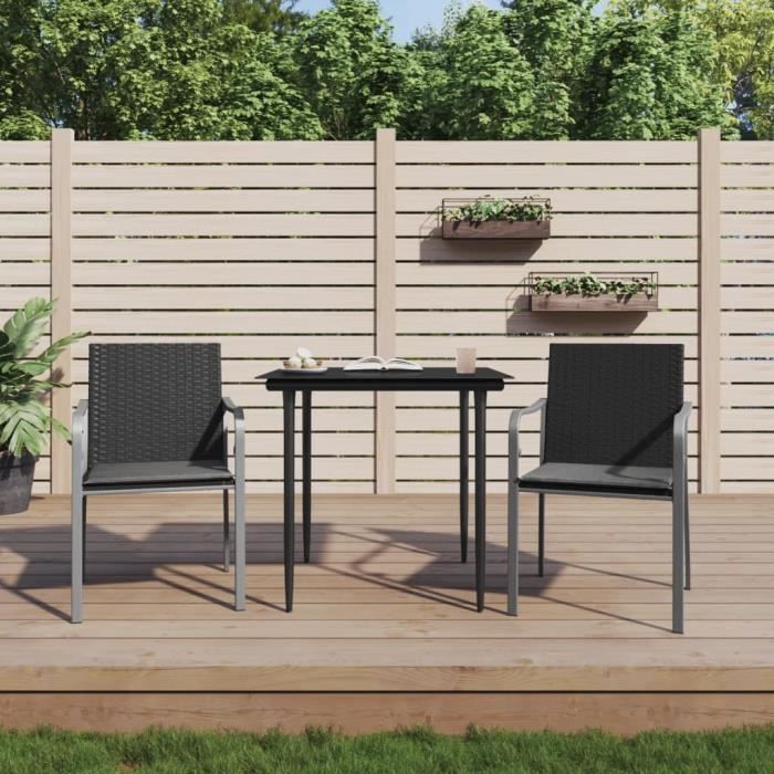 Vidaxl Chaises de jardin avec coussins lot de 2 56x59x84 cm rotin 364094