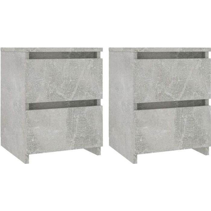 Table de chevet - VIDAXL - 2 pcs - Gris béton - 30 x 30 x 40 cm - 2 tiroirs