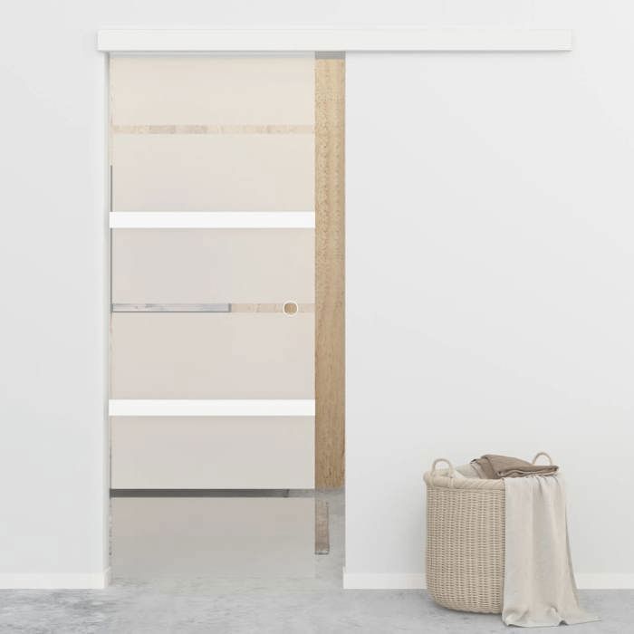 vidaXL Porte Coulissante Porte Suspendue Système de Suspension avec Rail Intérieur Chambre Maison Verre ESG et Aluminium 288058