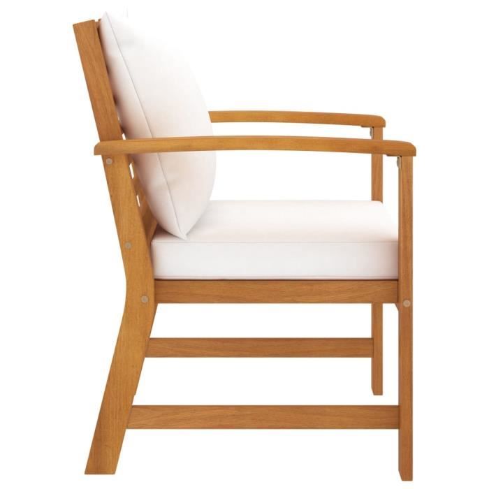 hua - chaises de jardin - chaises de jardin 2 pcs avec coussin crème bois d'acacia massif - yosoo - dx14086