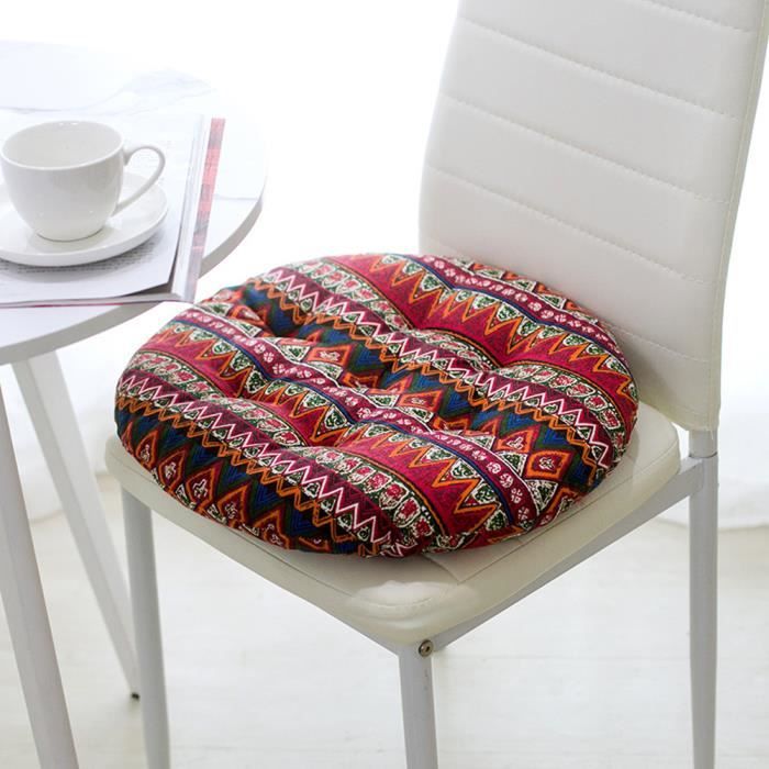 Coussin De Chaise Rond En Lin - Galette épaisse Pour Intérieur Et Extérieur (45 Cm)