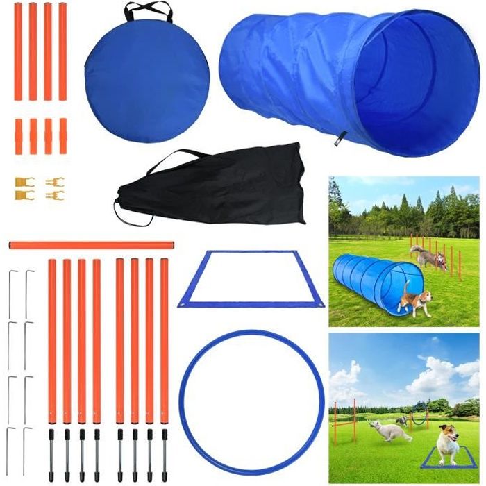 Comparer les prix de YRHOME Ensemble d'entraînement d'agilité pour chien avec obstacle, sac, tunnel et anneau d'entraînement pour chien