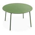 Salon de jardin Palavas - Table ronde et 6 fauteuils - Acier - Vert Cactus-1