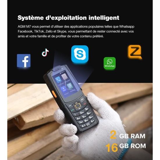 Téléphone Robuste AGM M6 IP68 4G LTE - Clavier - 2500mAh - Débloqué - Neuf Sous Boîte