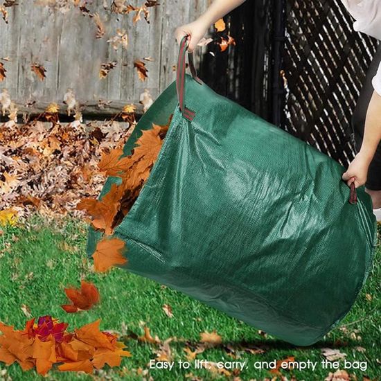 Lot de 2 sacs de jardin avec couvercle - 120 l - Sacs à déchets verts - Pliable - Avec poignées