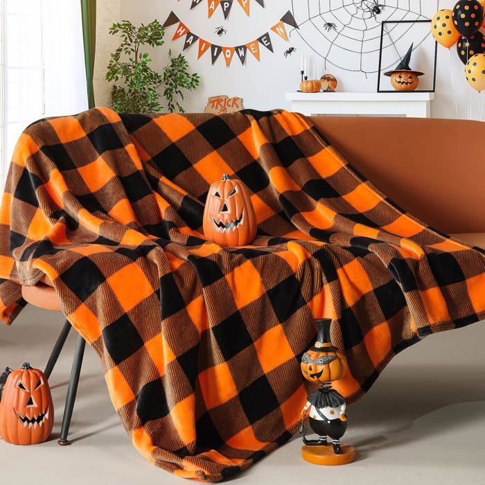 Couverture Halloween - Plaid Polaire Fantôme Aquarelle 150x200 Cm - Doux, Chaud, Lavable - Pour Canapé, Lit, Décoration