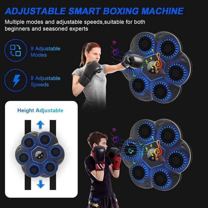 Machine De Boxe Musicale LED Avec Gants - Murale - Pour Home Studio