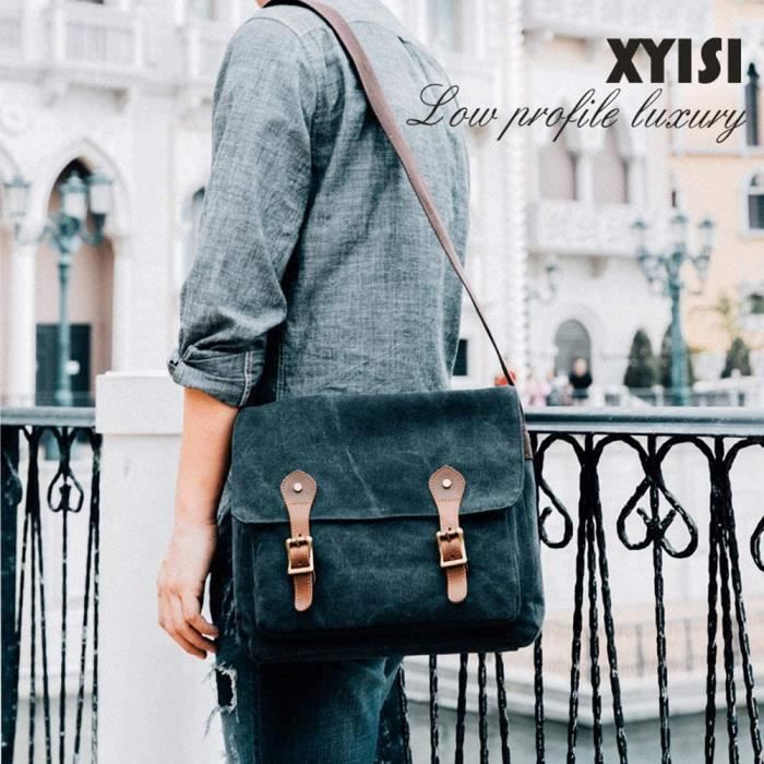 Sac à Bandoulière Sacoche Homme Toile Crossbody Messager de Travail Vintage  d'épaule Casual Messenger Bag Noir[426] - Cdiscount Bagagerie - Maroquinerie