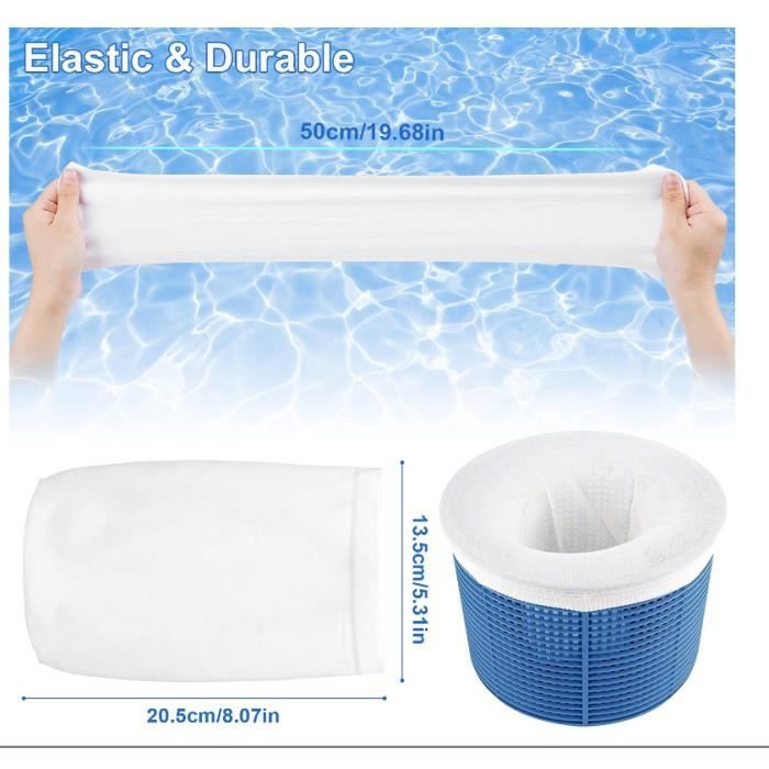 PiliStar Lot De 20 Chaussettes Skimmer Piscine - Filtres En Nylon Élastique Réutilisables 13x22 Cm, Pour Panier Pompe Et Skimmer