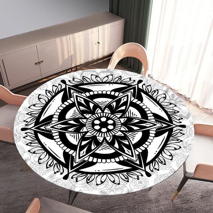 Protège Table Elastiqué Rond Nappe Anti-Taches pour La Maison Patio ...