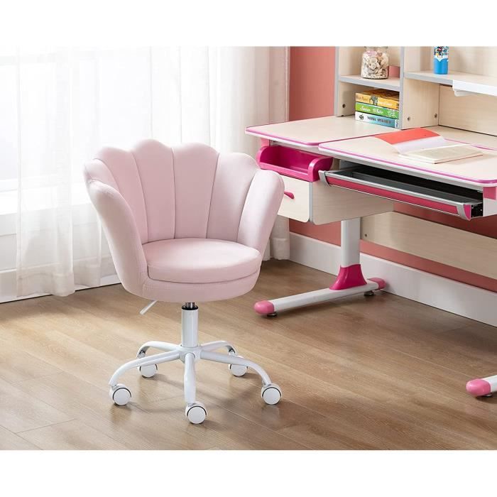 Chaise de Bureau pour Enfant Pivotante et Réglable en Polyester Rose  Marguerite