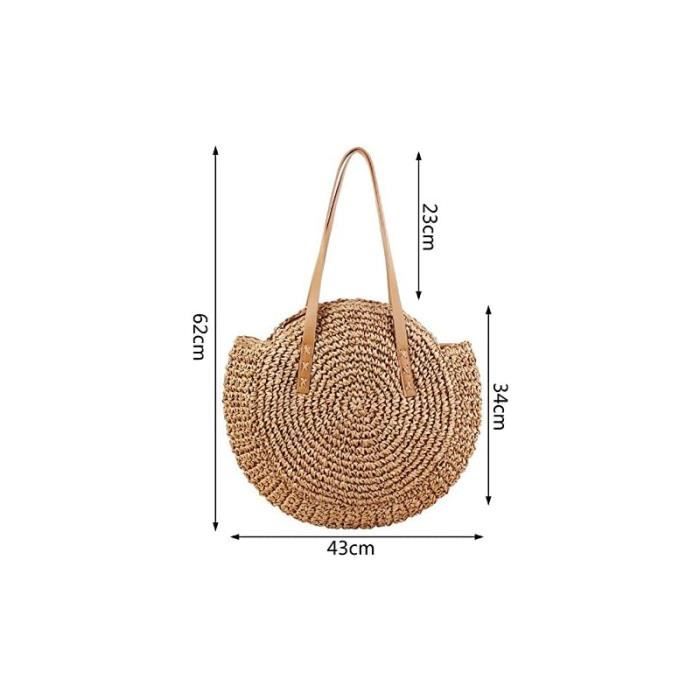 Sac Rond Paille Noir NICOLE&DORIS Sac à Main Nouvelle Femme Été