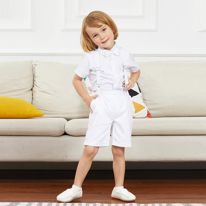 Vêtement Bebe Garçon Baptême Ensemble Enfant Printemps et été Tenue Fete  Ceremonie Chemises Haut et shorts Blanc 3 à 18 Mois Blanc - Cdiscount  Prêt-à-Porter