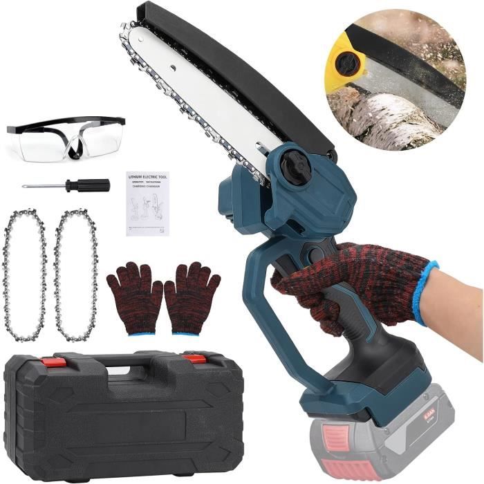 Mini Tronçonneuse Sans Fil 6 Pouces Moteur Sans Balais – Compatible Batterie Bosch 18V, Portable Pour Branches & Jardin (Sans Batterie)
