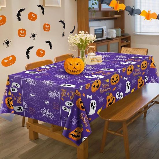 Nappe Halloween Citrouille - 108x180cm, Imperméable En PE, Pour Décoration De Table Intérieure/extérieure