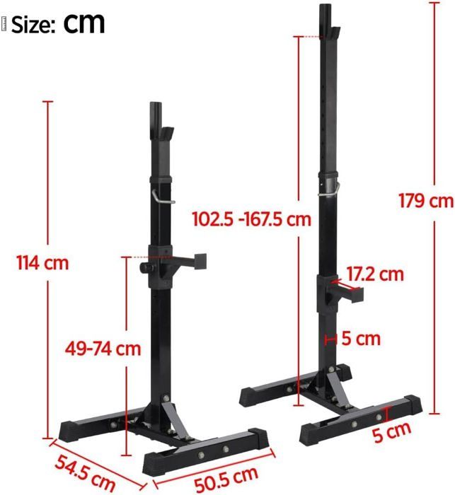 Support De Squat Réglable Pour Haltères - Banc De Presse, Musculation, Pompes - Neuf - Pour Maison/salle