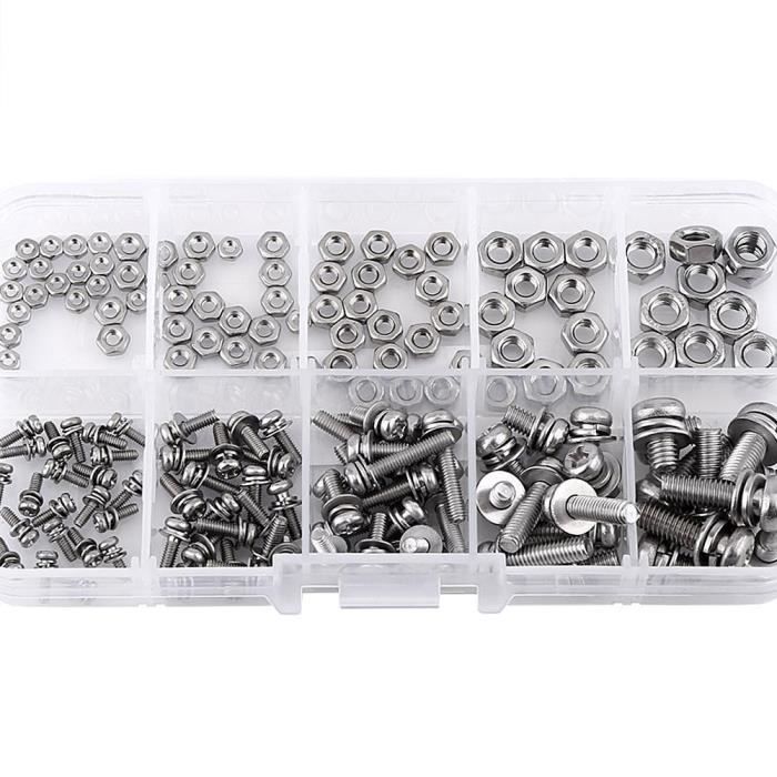 Kit D'assortiment De 160 Vis Et écrous à Tête Cylindrique En Acier Inoxydable Ss304 M2 M25 M3 M4 M5 91860330