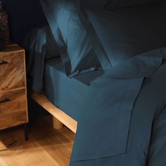 Drap Housse 160x200 Bleu Clair - Bonnet 30 Cm - Microfibre Douce Et Respirante Pour Matelas Épais