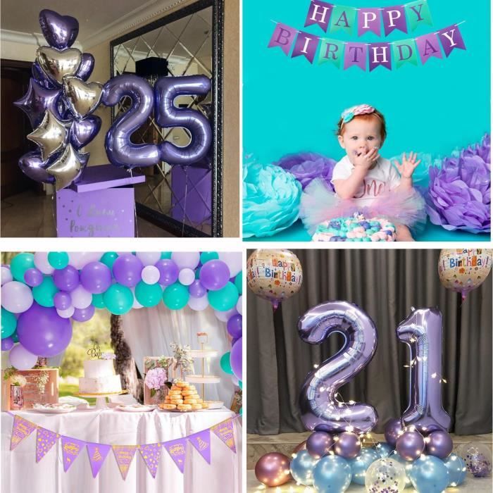 Decoration anniversaire violet - Cdiscount