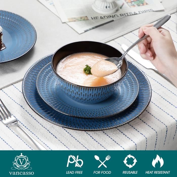 Service De Table En Céramique à Glaçure Réactive De 16 Pièces