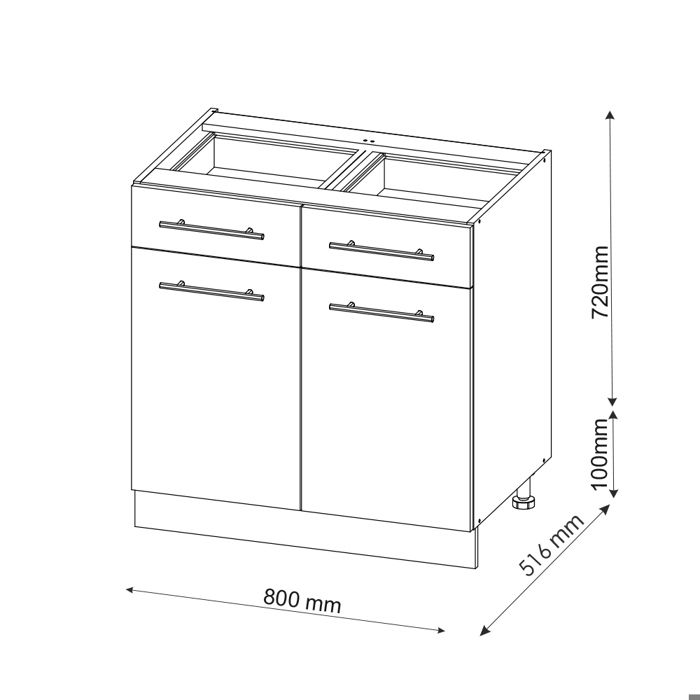 Meuble Bas Cuisine Fame-Line VICCO 80 Cm - Blanc Anthracite Brillant