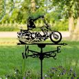 Girouette Moto en Acier Inoxydable - Antirouille - Noir - Décoration de Toits et Jardins Extérieurs-3