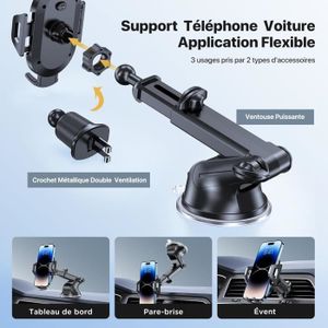 Support Téléphone Ventouse Bomefoi - Avec Miroir, Fixation Voiture, Bureau, Mur - Silicone Transparent/noir/blanc