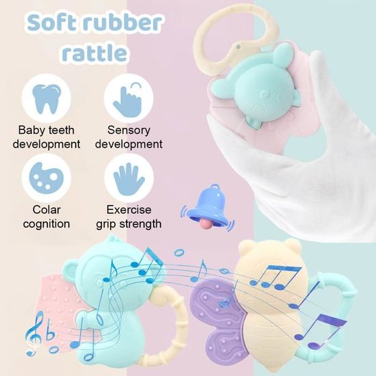Hochets pour bébé – Jouets pour bébé de 0 à 6 mois, jouets de dentition de 3 à 6 mois, jouets pour nourrissons de 6 à 12 mois, 10 hochets sensoriels et Hochets pour bébé – Jouets pour bébé de 0 à 6 mois, jouets de dentition de 3 à 6 mois, jouets pour nourrissons de 6 à 12 mois, 10 hochets sensoriels et