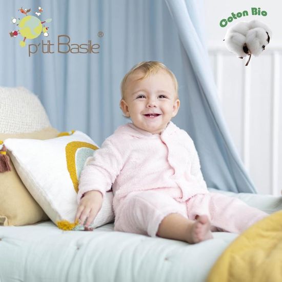 Housse de couette bébé 100% coton Bio 80x120 cm coton de qualité supérieure certifié Gots et Oekotex Ptit Basile Gris Perle