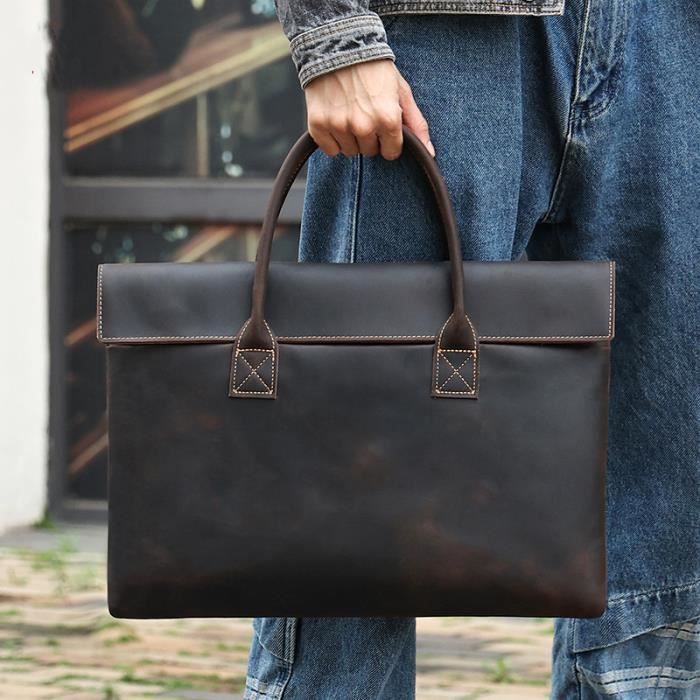 Sac à Main Business Porte-Document Homme Cuir Véritable,40 x 3 x