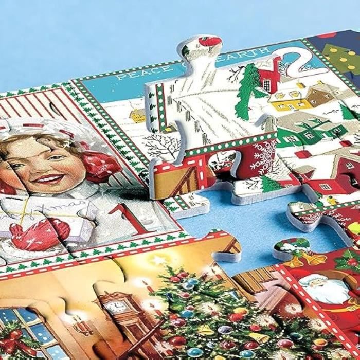 Calendrier de l'Avent puzzle de Noël 70 cm x 50 cm amusant pour les  enfants.