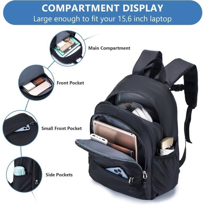 Sac Dos Voyage Sac 40X20X25 Ryanair Bagages Cabine Nylon Sacoche Ordinateur Portable 15.6 Pouces Sac Dos Avion Valise Ca n7981