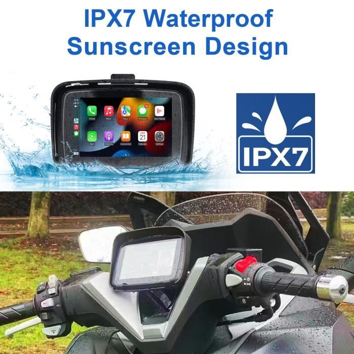 GPS moto navigation 5 pouces portable étanche Carplay affichage moto sans  fil Android Auto IPX7 Apple GPS écran Double Bluetooth - Cdiscount Auto