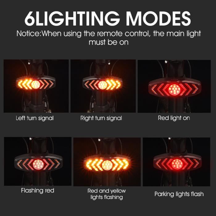 Clignotant LED Vélo - Télécommande Sans Fil Feu Arrière USB - Vintage