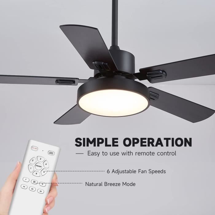 Ventilateur De Plafond Avec Lumire Led, Ventilateur Plafonnier 5 Pales ...