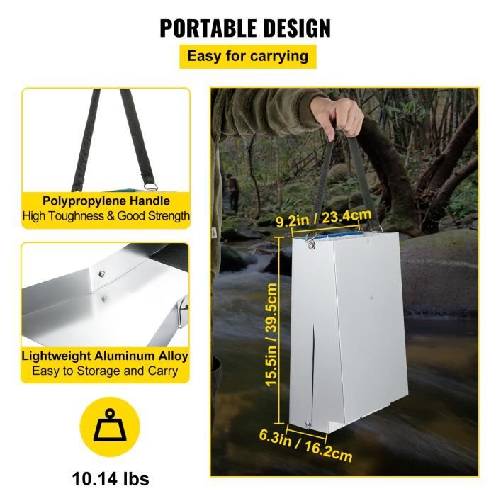 Rampe d’Orpaillage Pliable en Alliage d’Aluminium – Outil Portable pour la Recherche aurifère